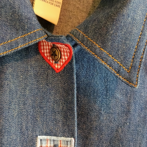 Vintage Koret City Blues Denim Shirt XL Patriotic Americana Appliqué Hearts... - Picture 13 of 16